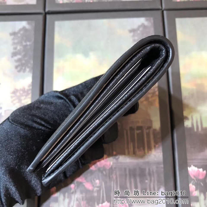 GUCCI古馳 專櫃同步 熱壓小牛皮 蜜蜂標誌 男士雙折皮夾 523664 克豬紋皮 WTG1938
